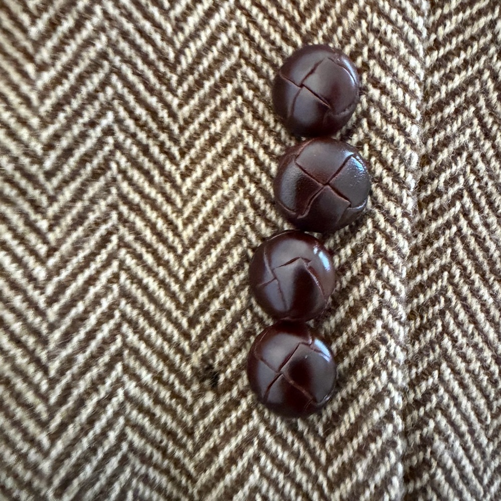 Ralph Lauren Brown Herringbone Wool Blazer with Suede Elbow Patches - Picture 5 of 11
